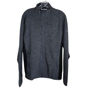 Icebreaker Men's Descender Merino Wool Full Zip Jacket Charcoal Gray M EUC